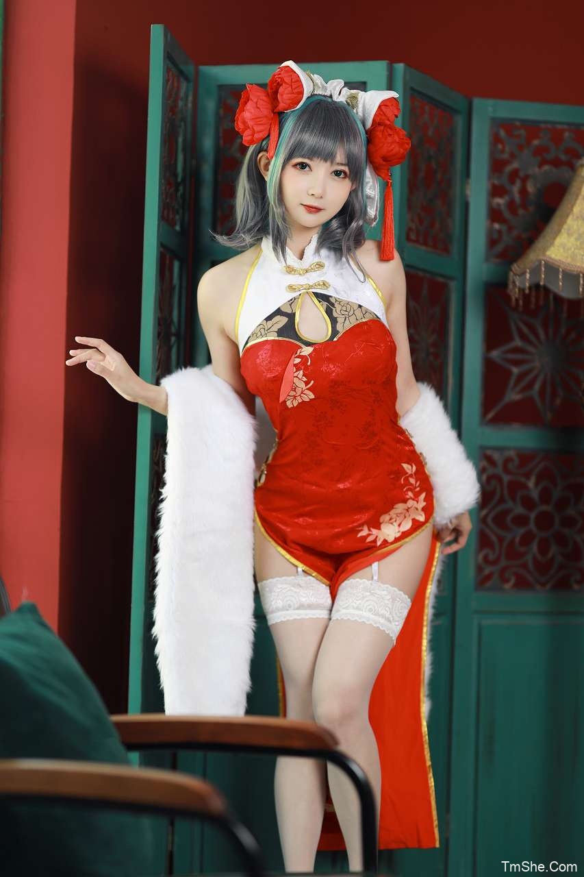 「51酱」真爱粉图包 – 柴郡旗袍(13P/55MB)-猫萌