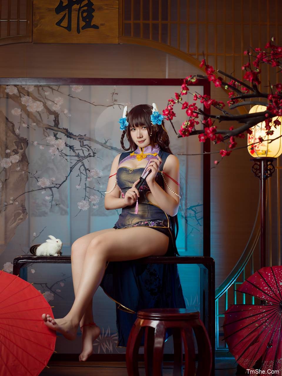 「麻花麻花酱」比睿旗袍 + 泳装(61P/446MB)-猫萌