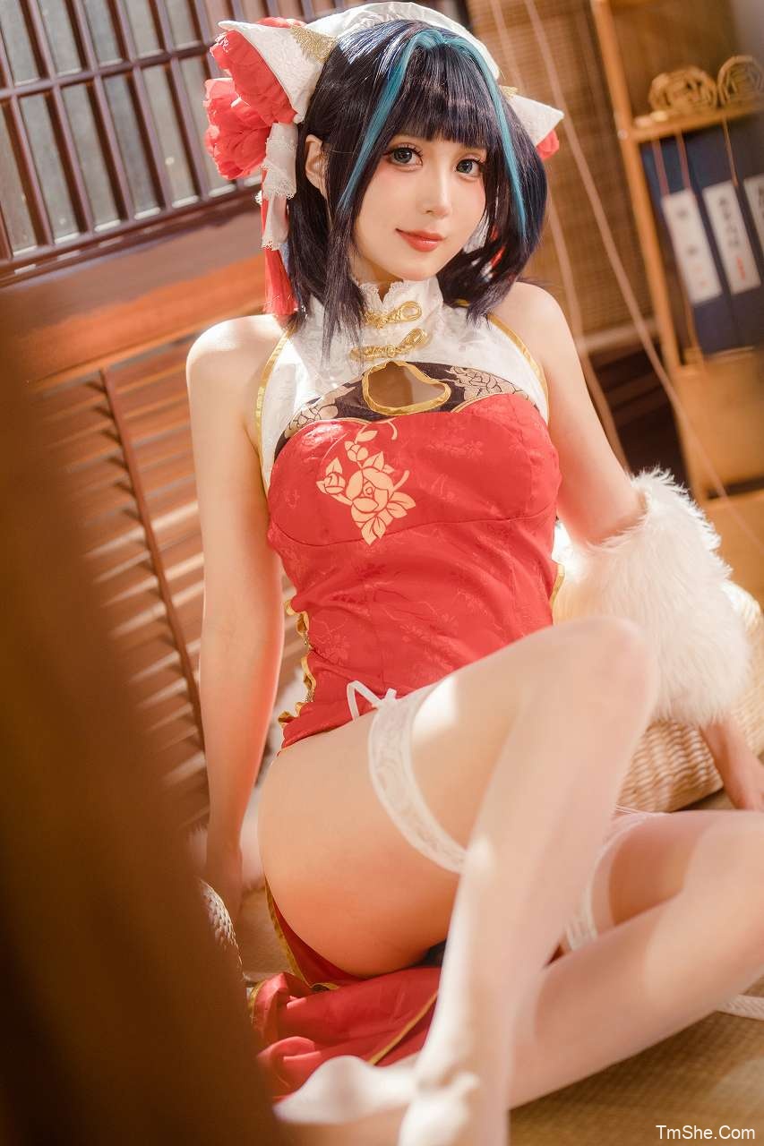 「思涼poi」绘画素材 – 柴郡红旗袍(30P/566MB)-猫萌