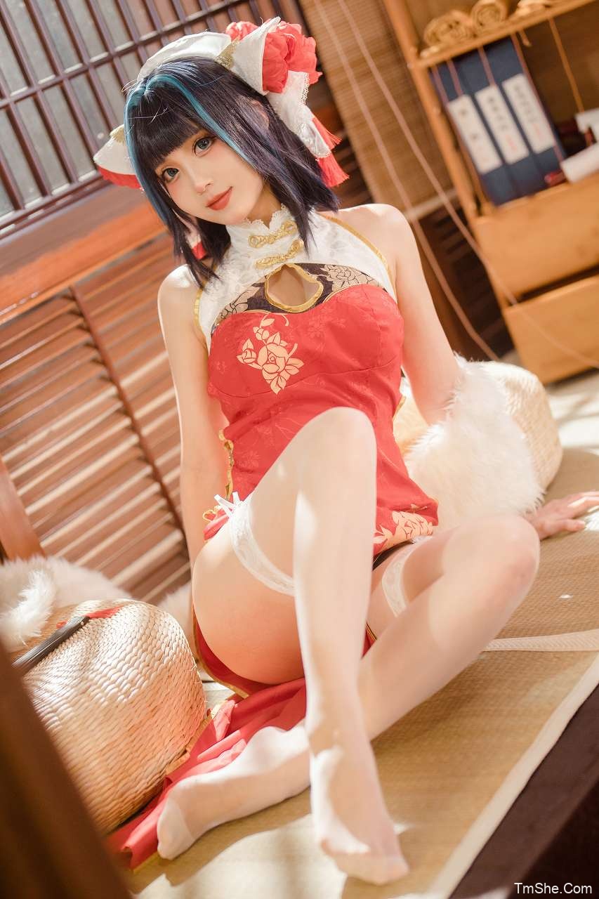 「思涼poi」绘画素材 – 柴郡红旗袍(30P/566MB)-猫萌