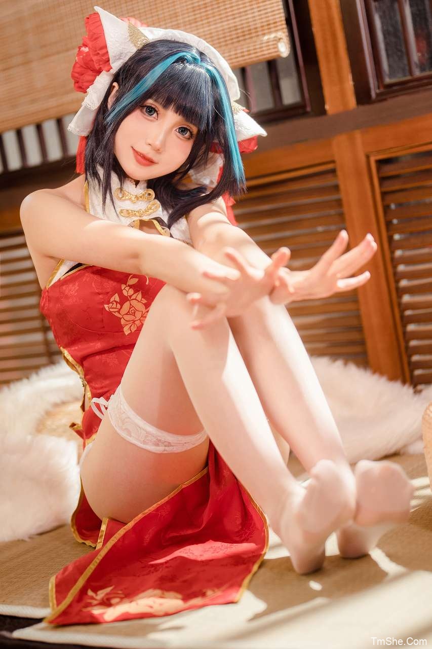 「思涼poi」绘画素材 – 柴郡红旗袍(30P/566MB)-猫萌