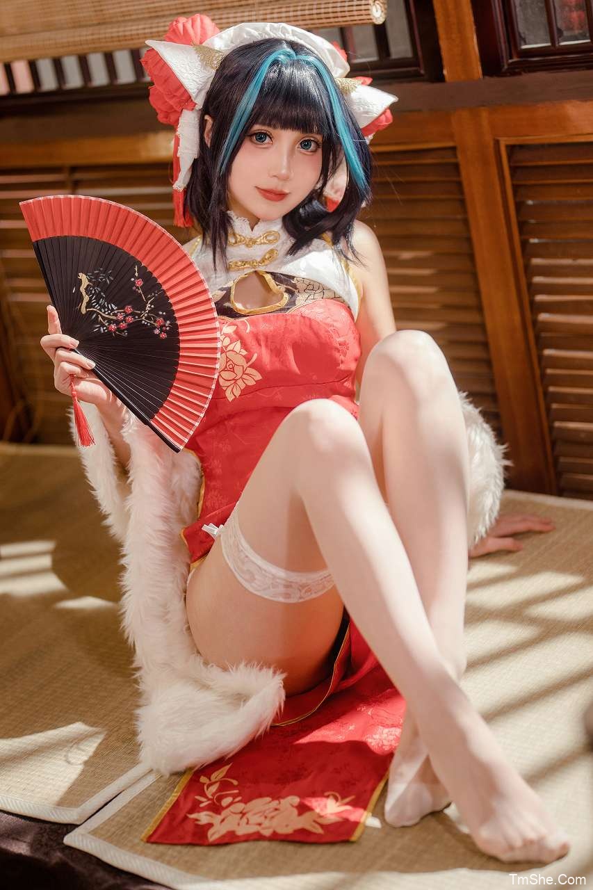 「思涼poi」绘画素材 – 柴郡红旗袍(30P/566MB)-猫萌