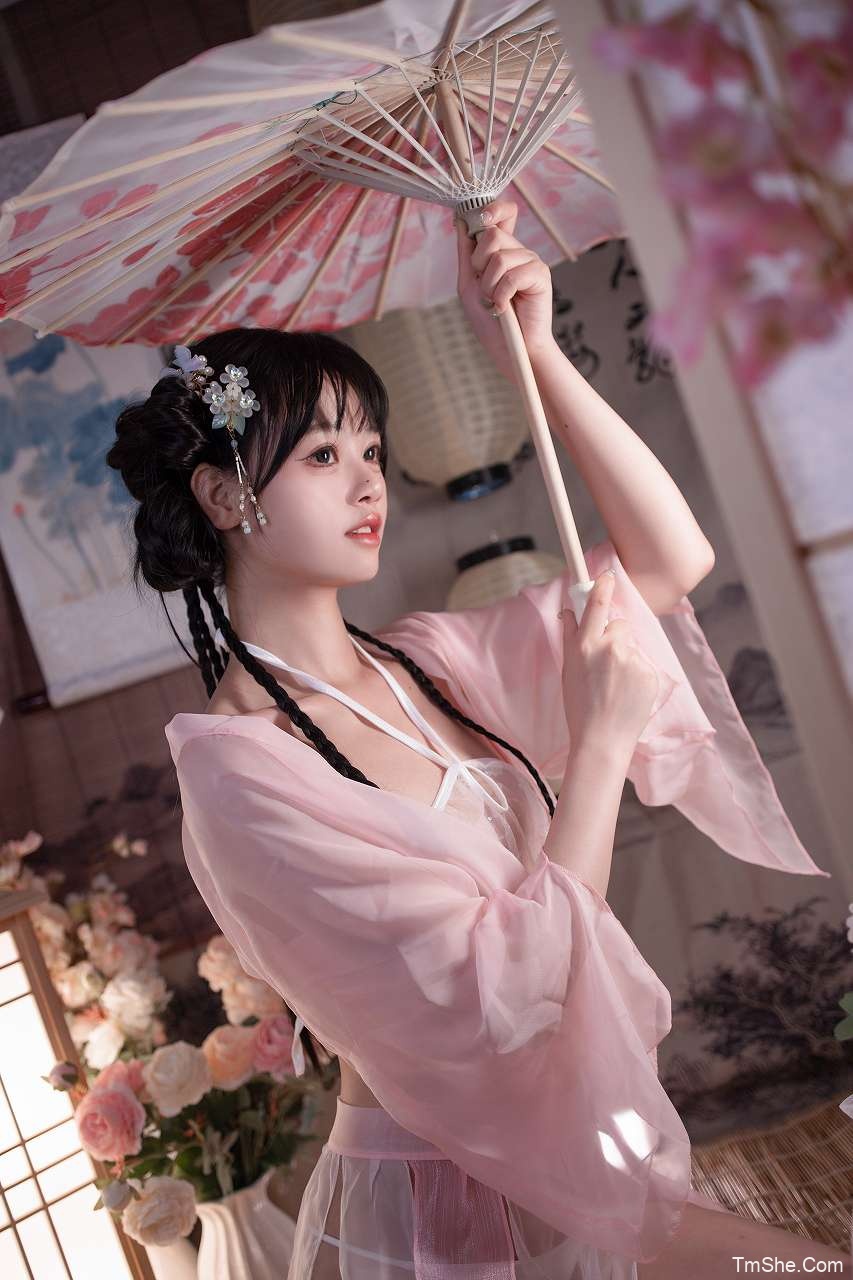 星黛鹿鹿(千反田鹿子)粉白条纹 汉服 – 电子图(32P/466MB)-猫萌