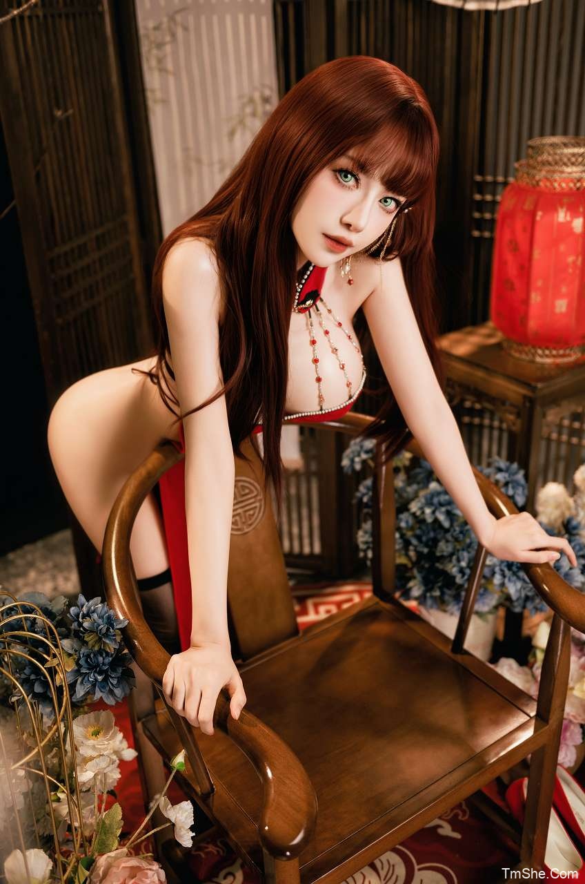 「Shika小鹿鹿」绘画素材 – 大红旗袍(30P/496MB)-猫萌