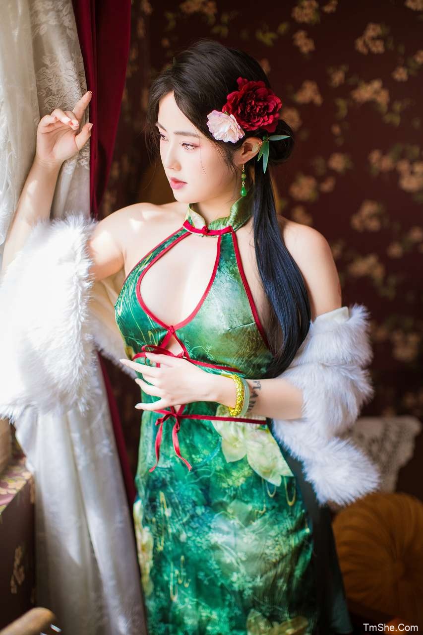 「钛合金」绘画素材 – 绿色旗袍(82P/0.98GB)-猫萌