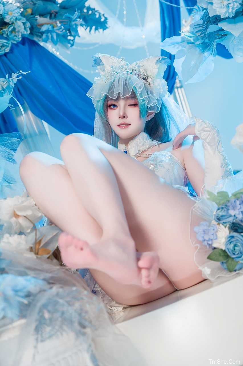「Natsuko夏夏子」碧蓝航线 – 柴郡婚纱(70P/610MB)-猫萌